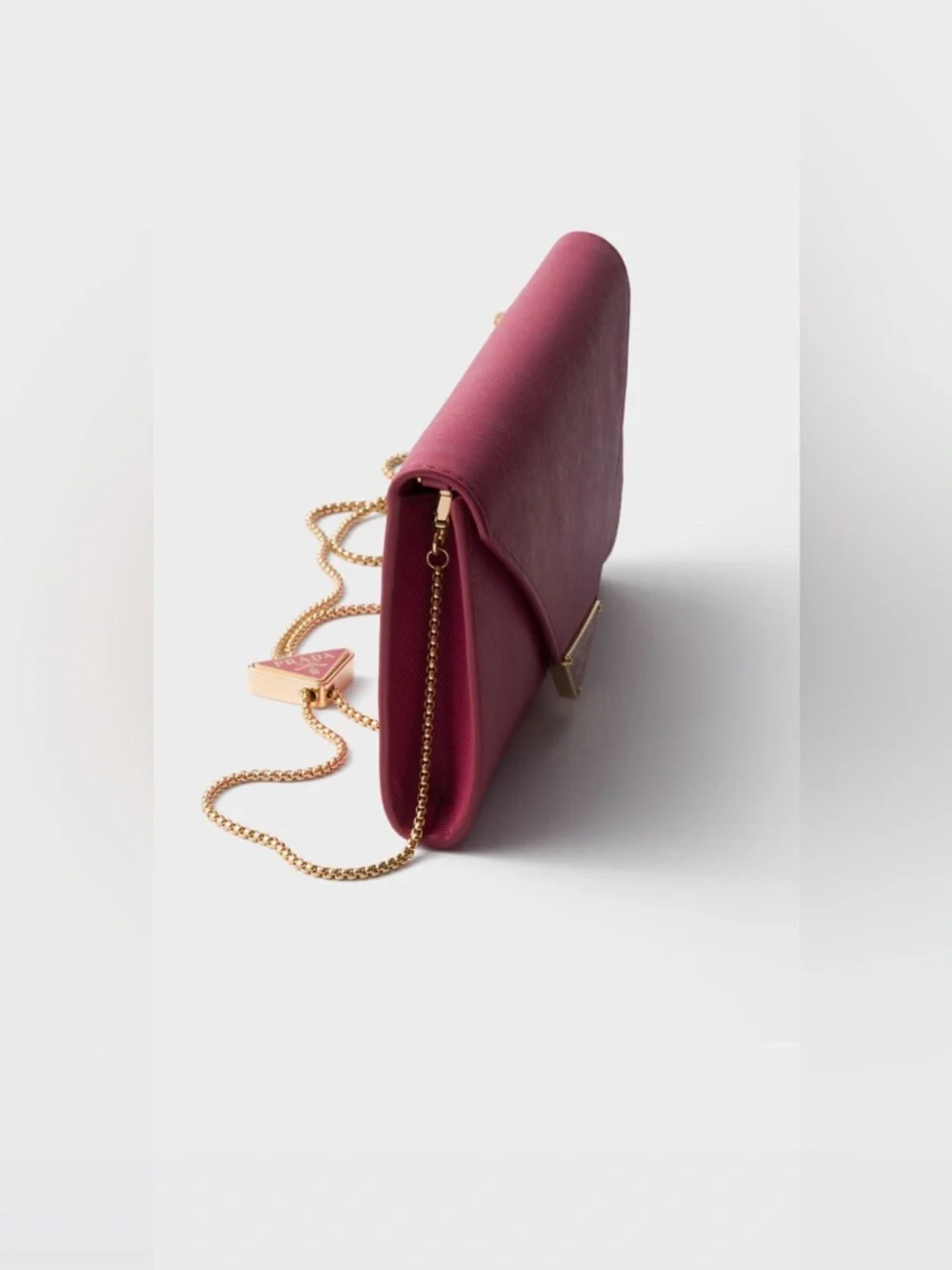 Prada mini Saffiano Leather Envelope Crossbody with Gold Chain - Picture 8 of 12